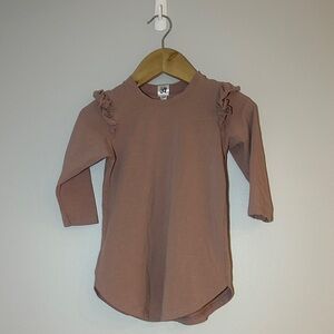 Small Shop Charming Ruffle Sleeve Kids Dress - Mauve